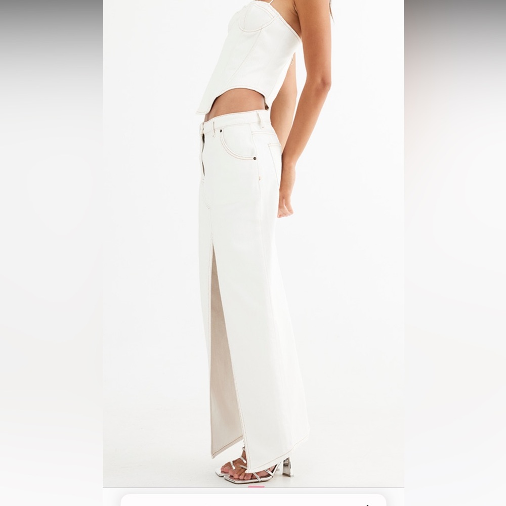 Off white Lioness barbie split maxi denim skirt